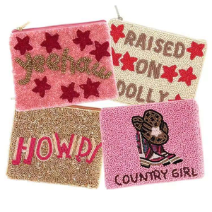 Beaded Handmade Coin <b>Purse</b> | <b>Zip</b> Coin Pouch | Personalized Gift - Product Image 1