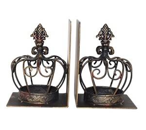 Antique <b>Crown</b> Bookends Decorative Bookends for Shelves Unique <b>King</b> Royal <b>Crown</b> Art Design Book Ends to Hold Books Heavy Duty - Product Image 1