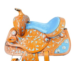 Ensemble de selles de cheval en cuir véritable de qualité supérieure pour l'endurance occidentale et les courses anglaises Essentials d'équitation - Product Image 4