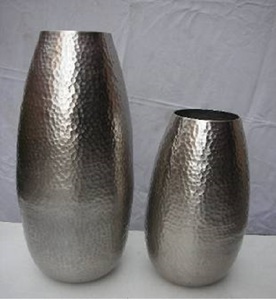 All New Design Of Long Metal Flower <b>Vase</b> With Garden Word Embossed On It In White And Golden Texture Strips Give It Decent Look - Product Image 5