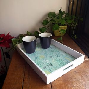 Bandeja DE SERVICIO DE MADERA moderna y rústica hecha a mano, utensilios de cocina hechos en MDF con decoración de mesa elegante para servir por HF CRAFTS - Product Image 4