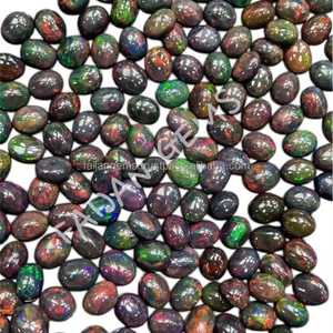 Natural BLACK ETHIOPIAN <b>OPAL</b> Loose Gemstone Cabochon Polished Crystal of All Sizes for Jewellery Making - Product Image 1