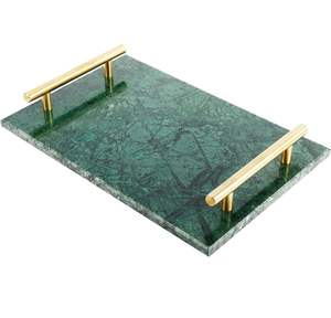 Bandeja de servicio de mármol y resina hecha a mano de la mejor calidad con mango de metal ecológico para la decoración del hogar y la boda - Product Image 2