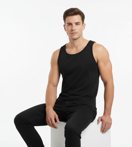 Chaleco de Algodón Negro Nova Thread para Hombre, Sin Mangas, Suave, Transpirable, Tejido Elástico, Diseñado para una Comodidad Diaria Duradera - Product Image 3