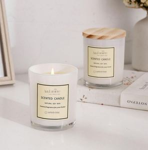 Caja de regalo con cinta de colores al por mayor, velas perfumadas de Navidad y Halloween en tarro de cristal de cera de soja blanca, tapa de madera, fragancias personalizadas - Product Image 2