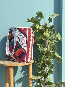 Bolso de compras bohemio acolchado de algodón hecho a mano para mujer, diseño de retales para comestibles, playa, uso diario, viaje perfecto - Product Image 2