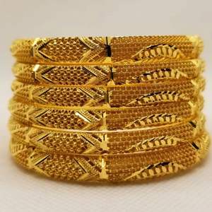 Pulsera DE BODA chapada en oro de lujo para mujer exquisito patrón de la suerte brazaletes de moda para novia brazaletes grandes joyería - Product Image 5
