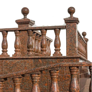 ราวบันไดหินอ่อนสีแดงลูกกรงหินหินอ่อนสำหรับตกแต่งบ้าน - Product Image 1