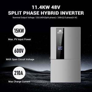 ชุดโซลาร์เซลล์ไฮบริด SunGoldPower 11.4 กิโลวัตต์ 48 โวลต์ แบบแยกเฟส แบตเตอรี่ลิเธียม 20.48 กิโลวัตต์ชั่วโมง แผงโซลาร์เซลล์ 16 ชิ้น 450 วัตต์  จ่ายไฟแบบคู่ 120/240 โวลต์ - Product Image 1