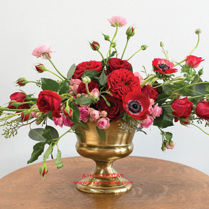 Urna y jarrón de flores chapados en oro de aluminio para decoración de sala de estar, centro de mesa de boda, urna de flores - Product Image 1