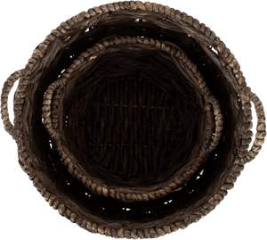 Ensemble de paniers rustiques en jacinthe d'eau tressés à la main avec poignées latérales – Rangement durable en fibre naturelle pour salon, buanderie et plantes - Product Image 3