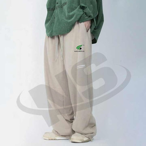 Pantalons évasés en coton pour hommes Pantalon de survêtement patchwork à ceinture élastique Joggers évasés décontractés OEM personnalisés lavés - Product Image 6