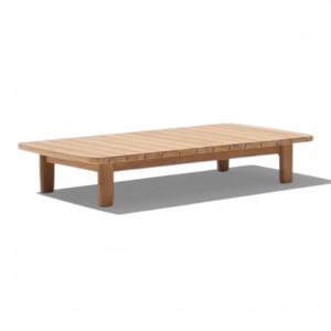 Mesa de Centro Larga de Estilo Japonés de Madera de Teca con Acabado Natural, Diseño de Perfil Bajo para Apartamento, Terraza, Jardín, Hotel y Villa - Product Image 5