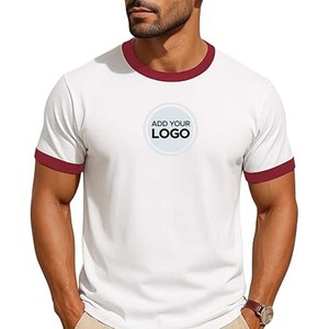 Venta al por mayor Core Cotton Ringer Tee T Shirt Jersey Mens Short Long Sleeve Colorful T-Shirts , Crew Neck Bulk Tees T-Shirt para hombres - Product Image 1