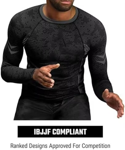 Chemises de sport à compression élastiques personnalisées en gros avec logo pour hommes, manches longues, chemises MMA pour hommes - Product Image 4