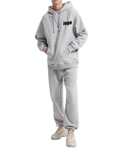 Vente chaude de haute qualité 100% coton 2 pièces ensemble à capuche imprimé rouge et noir survêtements de sport pour hommes - Product Image 2