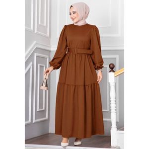 Beliz Tan Belted Hijab Dress Accesorio de ropa musulmana tradicional - Product Image 5