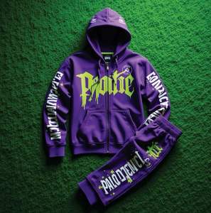 Conjunto de Sudadera con Capucha y Pantalones Deportivos de Punto de Poliéster/Algodón Sólido Personalizado OEM, de Alta Calidad, Ecológico, Estilo Vintage Desgastado - Product Image 6