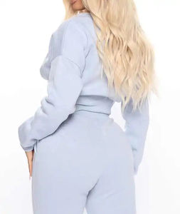 Sweat-shirt de jogging 2 pièces avec logo personnalisé pour femmes Nouveaux sweats à capuche élégants avec survêtement brodé Options de gros - Product Image 2