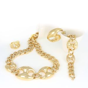 Anillo de eslabones SilverMarine chapado en oro de 18 kt de estilo italiano de alta calidad para hacer que tu atuendo sea lujoso - Product Image 4