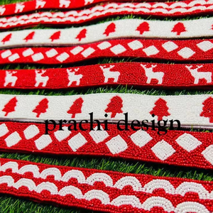 สายคาดผ้าใบปักลายสำหรับผู้หญิงมาใหม่สายคล้องมือลูกปัดลูกปัดลายเสือดาวงานแฮนด์เมดลายวันคริสมาสต์สำหรับเกม - Product Image 2