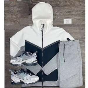 2025 mejor Vintage Zip up Windbreaker Track Suit Conjunto de 2 piezas Ligero de gran tamaño para hombre Plain Nylon Jogging Track Suit con cinta - Product Image 4