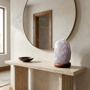 Lámpara de Cristal de Sal Blanca Premium Tallada a Mano con Forma Natural, Luz de Mesa con Interruptor Regulador y Base - Product Image 4