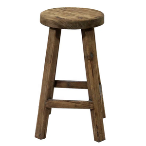 Tabouret de bar de jardin rustique pas cher Barca simple en bois de teck massif avec finition naturelle pour une utilisation en bar intérieur et extérieur. - Product Image 4