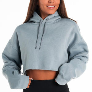 2026 Custom Made <b>Women's</b> Winter Crop <b>Top</b> Hoodies Streetwear Style Front Logo Hooded Collar Breathable Polyester/Cotton Custom - Product Image 1
