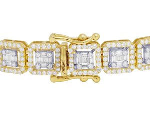 High Quality Hip Hop Gold Plated Moissanite <b>Baguette</b> Square Design VVS1-VVS2 Clarity Prong Set 925 Sterling Silver <b>Bracelet</b> - Product Image 4