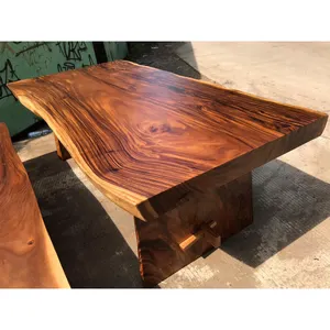 Meja Makan Tradisional dari Kayu Mawar Warna Coklat Solid untuk Furnitur Villa dan Furnitur Pantai