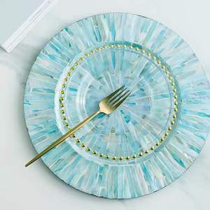 Top trending Madre de perla incrustaciones plato redondo bandeja de desayuno cargador decorativo para platos de cena hechos a mano de Vietnam - Product Image 5