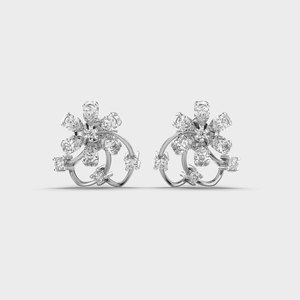 Boucles d'oreilles clous de luxe en or 14K (rose/jaune/blanc) avec diamants taillés en poire et motifs floraux |   Bijoux de créateur certifiés IGI pour cadeau de fête - Product Image 5