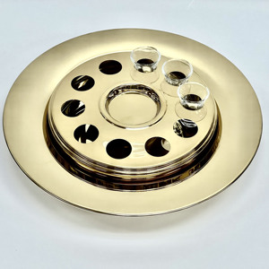 Juego de utensilios de comunión de acero inoxidable, plato de pan dorado - Product Image 3