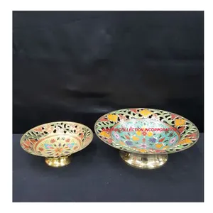 Luxury Design Multi Color Hand Painted Brass Chocolate Dates and Fruits Bowl Wholesale and Supplier