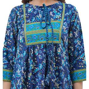 Kurti court en rayonne à imprimé géométrique pour femmes - Noir Tailles XS-8XL - Product Image 4