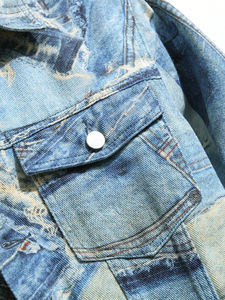 Veste en jean personnalisée avec plusieurs poches pour hommes, poche avant à rabat, veste en jean décontracté pour hommes avec service OEM disponible - Product Image 5