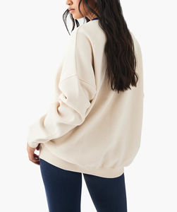 Vente en gros de sweat oversize 100% coton pour femme, poids lourd 500GSM, col rond, logo brodé personnalisé, sweat pour femmes - Product Image 2