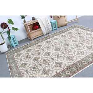 Tapis turc vintage 6,4x9,5 pieds, grand tapis en laine rayé vert - Product Image 3