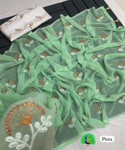 สัมผัสความหรูหราด้วยผ้าซาตินส่าหรีของเราที่ประดับด้วยมุก สวมใส่ความสง่างามด้วยผ้าซิ่นส่าหรีของเราที่สมบูรณ์แบบสําหรับทุกโอกาส - Product Image 6