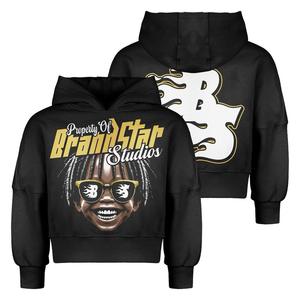 Sweat à capuche surdimensionné en coton de haute qualité Streetwear Patch de broderie personnalisé Zip up Sweats à capuche surdimensionnés pour hommes Pull Up Rhinestone Hoodie - Product Image 1