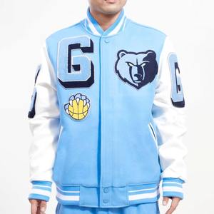 Mayorista Personalizado Retro Béisbol Varsity Chaquetas Transpirable Puffer Estilo Azul Patchwork Tallas 3XL High Street Stand Invierno - Product Image 5