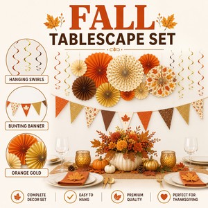Thanksgiving Party Decorations Turkey Pumpkin Hanging Swirls Table Decor Set <b>Paper</b> Fall Harvest Party Supplies Wholesale - Product Image 4
