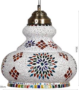 Lámpara de techo turca de mosaico de vidrio, lámpara colgante mediterránea, lámpara colgante árabe, lámpara de araña marroquí - Product Image 1