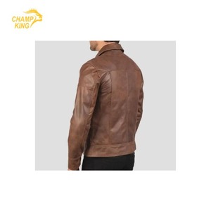 Blouson en cuir de moto de style vintage de haute qualité avec boutons et fermeture éclair, approvisionnement ODM - Product Image 6