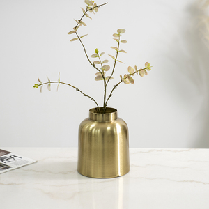 Vases populaires Vase à fleurs décoratif en métal doré Vase fait à la main pour Table de mariage pièce maîtresse Style Vintage pot Floral bureau à domicile - Product Image 1