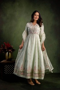 ชุดคอตตอนปักลาย anarkali kurta ผลิตจากผู้ผลิตทั่วโลกในราคาไม่แพง - Product Image 3