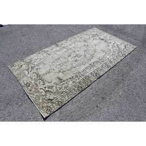 Alfombra Turca de 4.3x8 pies, Alfombra Vintage, Alfombra de Camuflaje Gris Marrón - Product Image 1