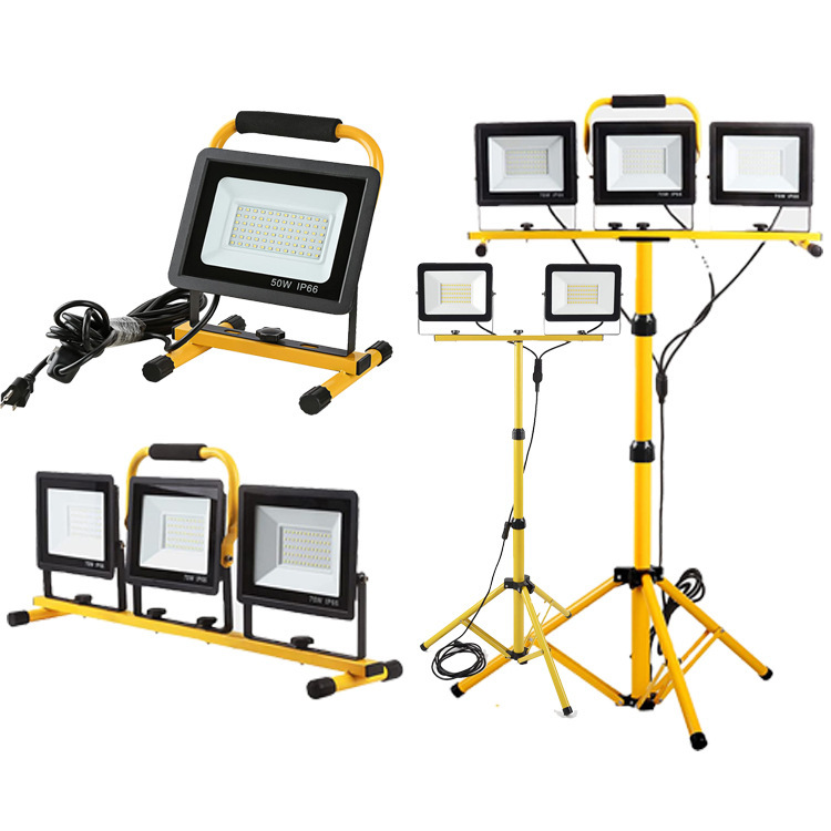AL IP66 Waterproof Outdoor Tripod Stand LED Emergency Work Light Portable Working Light for Stadium Construction Site FloodLight