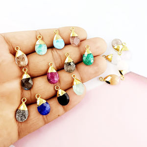 Pierre précieuse d'amazonite naturelle en forme de poire 13x9mm plaqué or pendentif breloque véritable briolette pendentif - Product Image 3